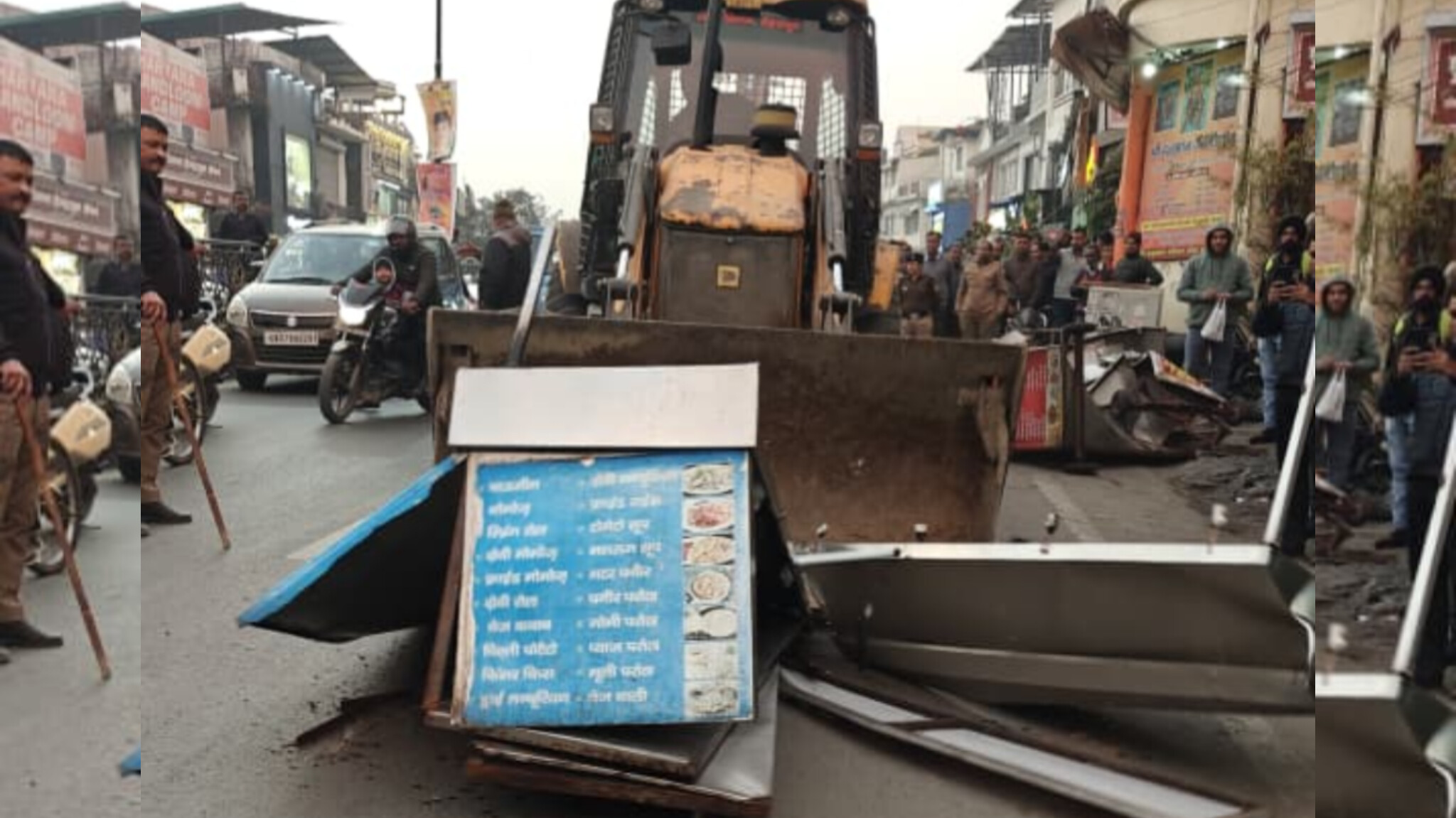 देहरादून में नगर आयुक्त नमामि बंसल के नेतृत्व में अतिक्रमण कार्रवाई के दौरान नो पार्किंग में खड़े वाहनों पर कार्रवाई