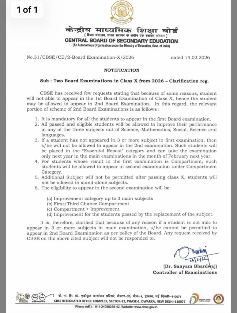 CBSE Class 10 Board Exam 2026 Rules