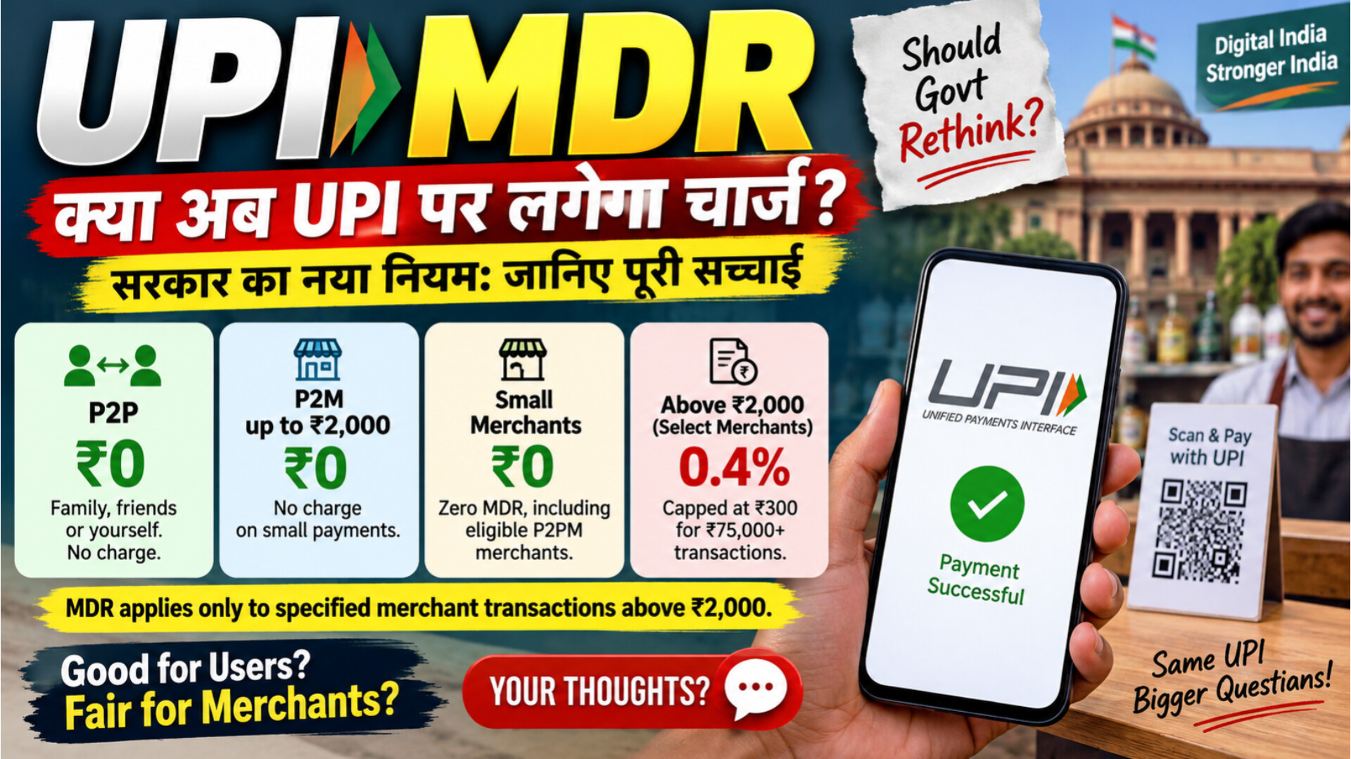UPI MDR: 7 बड़े बदलाव, ₹2,000 के बाद क्या बदलेगा?